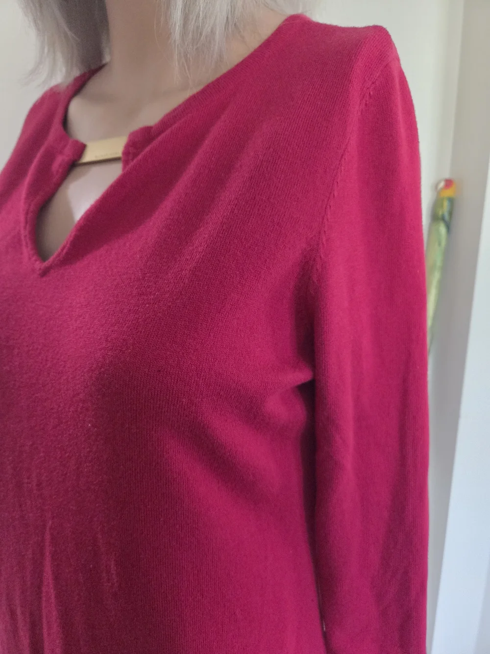 Michael Kors Womens Fuchsia Sweater Dress with MK Logo Key Hole Size Medium